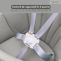 Scaun de Masă 3în1 Gri Deschis — Confort și Siguranță pentru Bebeluși 🍼✨