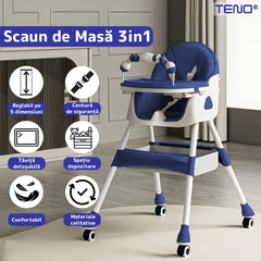 Scaun de Masă 3 în 1 pentru Bebe cu Centură de Siguranță — Confort și Siguranță! 🍼✨