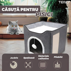 Culcuș Pliabil pentru Pisici cu Antialunecare — Confort și Distracție 🐾🏡