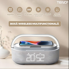Boxă Portabilă 3 în 1 cu Încărcare Wireless și Iluminare Ambientala — Sunet Clar și Stil Elegant 🎶✨