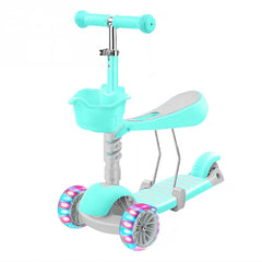 Trotinetă pentru Copii 2 în 1 cu Scaunel și Lumini LED — Distracție și Siguranță! 🛴✨