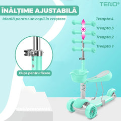 Trotinetă pentru Copii 2 în 1 cu Scaunel și Lumini LED — Distracție și Siguranță! 🛴✨