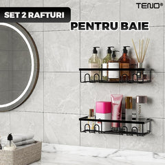 Set 2 Rafturi pentru Baie din Oțel Inoxidabil — Organizare Elegantă 🛁✨