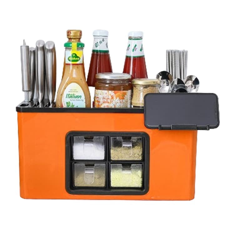Organizator Multifuncțional pentru Bucătărie cu 4 Compartimente — Spațiu Deosebit pentru Condimente 🍽️🧂