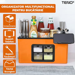 Organizator Multifuncțional pentru Bucătărie cu 4 Compartimente — Spațiu Deosebit pentru Condimente 🍽️🧂