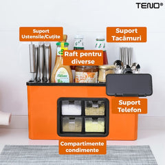 Organizator Multifuncțional pentru Bucătărie cu 4 Compartimente — Spațiu Deosebit pentru Condimente 🍽️🧂
