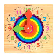 Ceas Educativ din Lemn Colorat cu Cifre Detasabile — Învață Să Spui Timpul! ⏰🌈