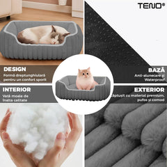 Culcăcel Pufos pentru Pisici Gri L — Comfort Maxim 🐾😻