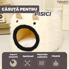 Casă Pliabilă pentru Pisici cu Pernuță Inclusă — Confort și Joc 🐾🌟