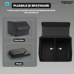 Organizator Portbagaj Auto Pliabil Negru cu Carouri — Spațiu Maximizat! 🚗✨