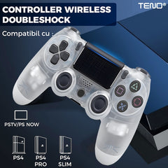 Controller Wireless Transparent pentru PS4 — Joystick-uri Precise și Vibrații Tărie 🎮✨