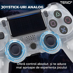 Controller Wireless Transparent pentru PS4 — Joystick-uri Precise și Vibrații Tărie 🎮✨