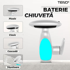 Baterie Chiuvetă Baie cu LED și 4 Tipuri de Jet — Design Modern & Funcțional 🌊✨