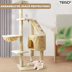 Ansamblu de Joacă pentru Pisici Tip Turn cu Platformă de Observație — Distracție Garantată! 🐾🐱