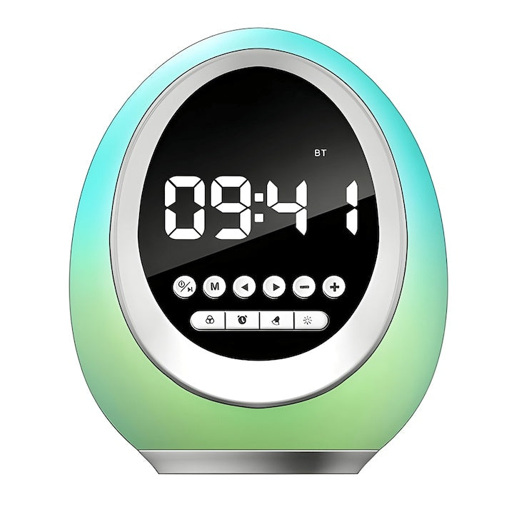 Ceas Inteligent Multifuncțional Oval Bluetooth — Alarma și Radio cu RGB 🎶⌚