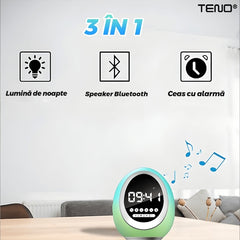 Ceas Inteligent Multifuncțional Oval Bluetooth — Alarma și Radio cu RGB 🎶⌚