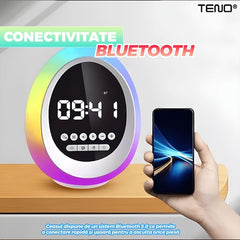 Ceas Inteligent Multifuncțional Oval Bluetooth — Alarma și Radio cu RGB 🎶⌚