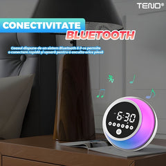 Ceas deșteptător Multifuncțional cu Bluetooth și RGB - Trezire Relaxantă 🌈⏰