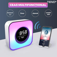 Ceas Alarmă Multifuncțional RGB cu Bluetooth — Te Bucrează În Fiecare Dimineață! ⏰🎶