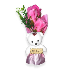 Mini Buchet de Trandafiri din Sapun cu Ursuleț Adorabil — Cadoul Perfect 🎁💖